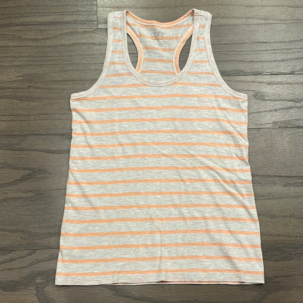 LOFT Orange Striped Racerback Tank - Size S